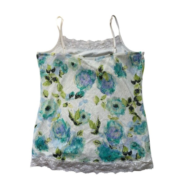 Women Y2K Lace Trim Floral Cami Size XL Blue Overlay Romantic Fairy Coquette - Picture 5 of 14